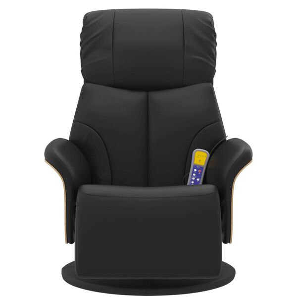 vidaXL Massage Recliner Chair with Footrest Black Faux Leather