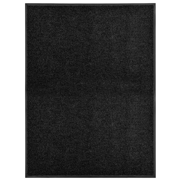 vidaXL Doormat Washable Black 90x120 cm