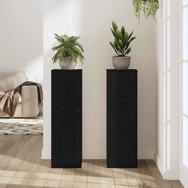 vidaXL Plant Stand 2 pcs Black Oak 25 x 25 x 80 cm Engineered Wood