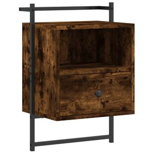 vidaXL Bedside Cabinet Wall-mounted Smoked Oak 40x30x61 cm Engineered Wood