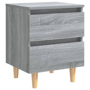 vidaXL Bed Cabinet with Solid Wood Legs Grey Sonoma 40x35x50 cm