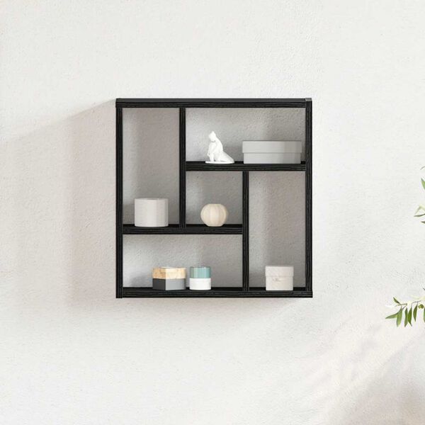 vidaXL Wall Shelf Black Oak 45x16x45 cm Engineered Wood