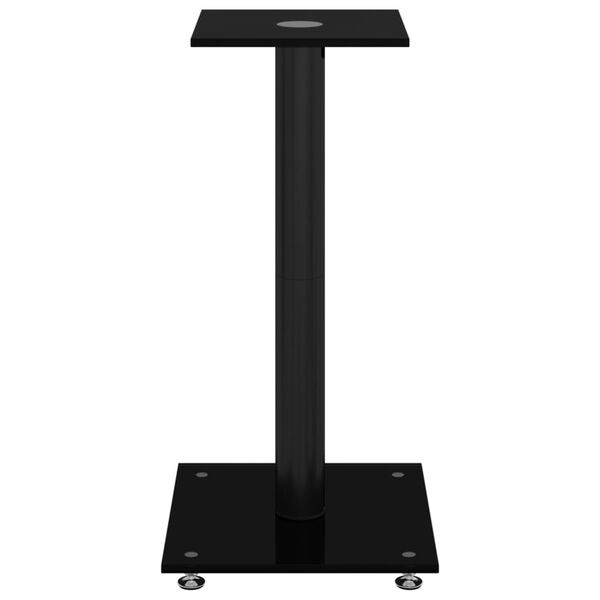 vidaXL Speaker Stands 2 pcs Black Tempered Glass 1 Pillar Design