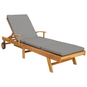 vidaXL Sun Lounger with Cushion 100% Polyester Solid-Teak