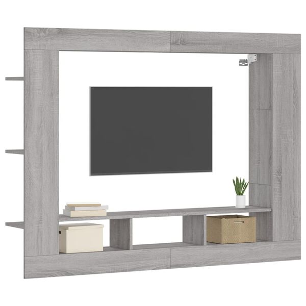 vidaXL TV Cabinet Grey Sonoma 152x22x113 cm Engineered Wood