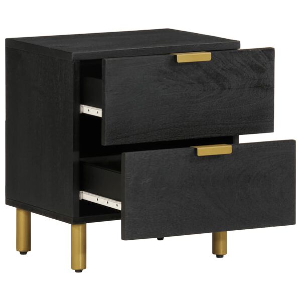 vidaXL Bedside Cabinet Black 40x33x46 cm Solid Wood Mango