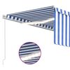 vidaXL Manual Retractable Awning with Blind&LED 4.5x3m Blue&White