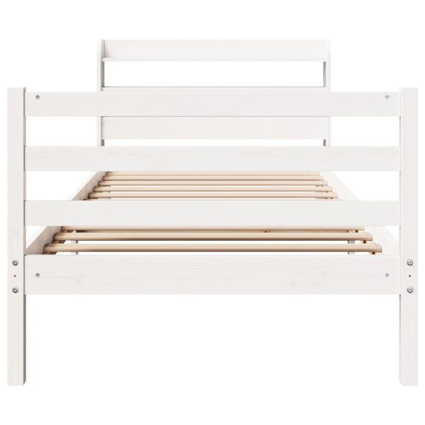 vidaXL Bed Frame with Headboard without Mattress White 100x200 cm