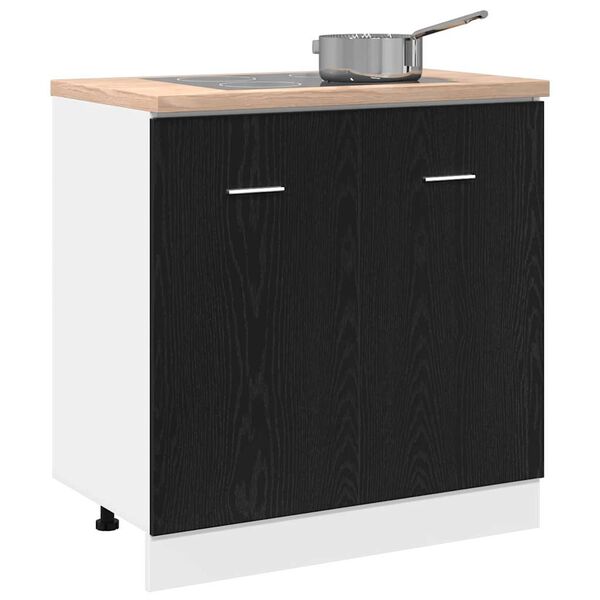 vidaXL Sink Bottom Cabinet Black Oak 80x46x81.5 cm Engineered Wood