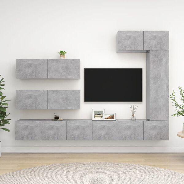 vidaXL 7 Piece TV Cabinet Set Concrete Grey Engineered Wood