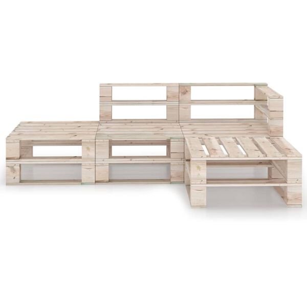 vidaXL 4 Piece Garden Pallet Lounge Set Pinewood