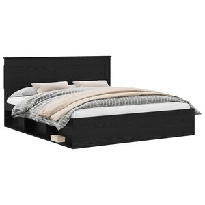 vidaXL Bed Frame with Headboard Black 180 x 200 cm Solid Pine Wood