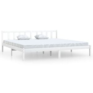 vidaXL Bed Frame without Mattress White Solid Wood Super King Size