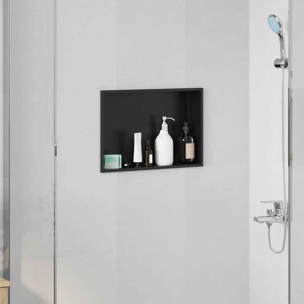vidaXL Shower Niche Black 45 x 30 x 9.5 cm Stainless Steel