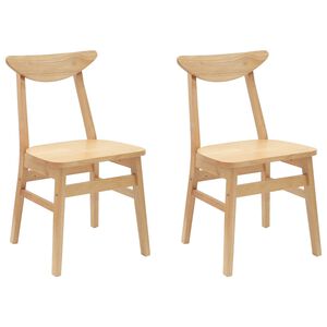 vidaXL Dining Chairs 2 pcs Solid Rubber Wood Natural 42 x 47.5 x 81 cm