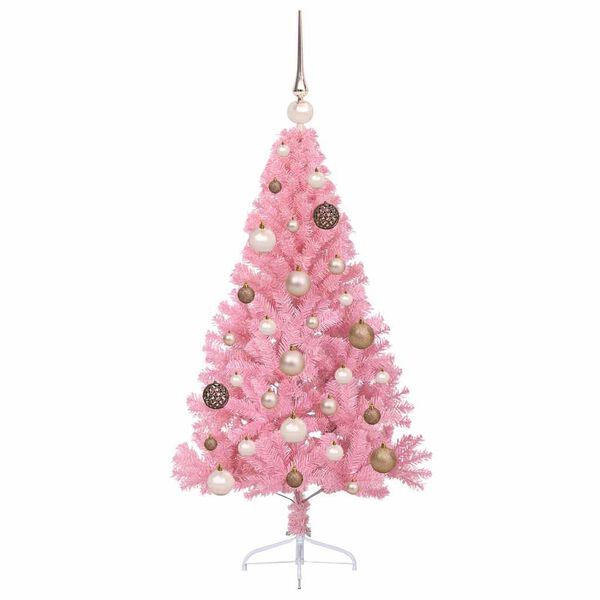 vidaXL Artificial Pre-lit Christmas Tree with 150 LEDs Pink 120 cm PVC