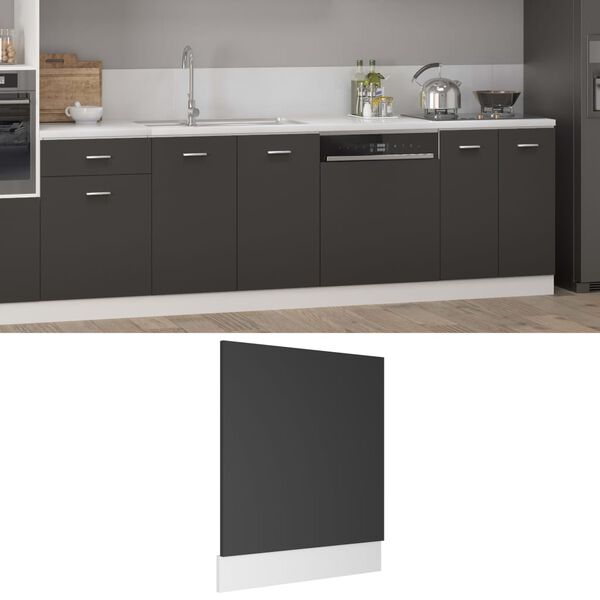 vidaXL Dishwasher Panel Lyon Grey 59.5x3x67 cm Engineered Wood