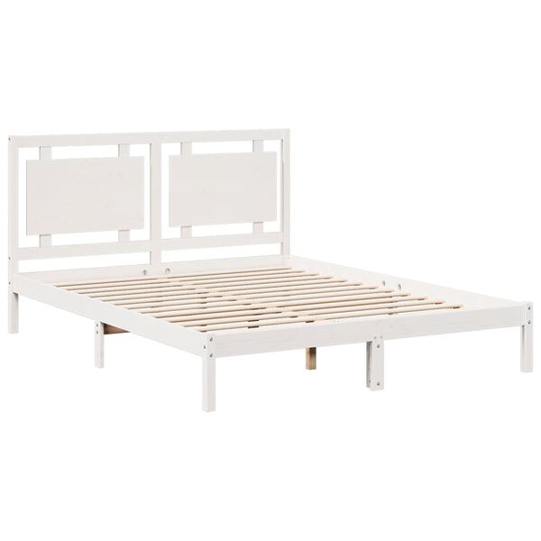 vidaXL Extra Long Bed Frame without Mattress White 140x210 cm Solid Wood