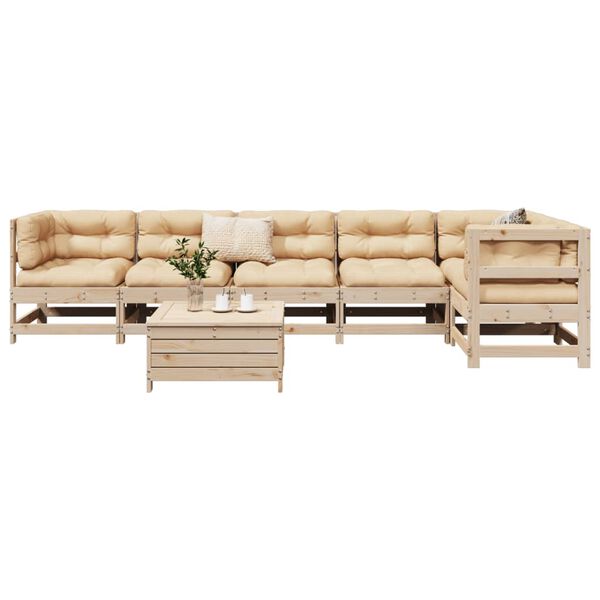 vidaXL 7 Piece Garden Sofa Set Solid Wood Pine