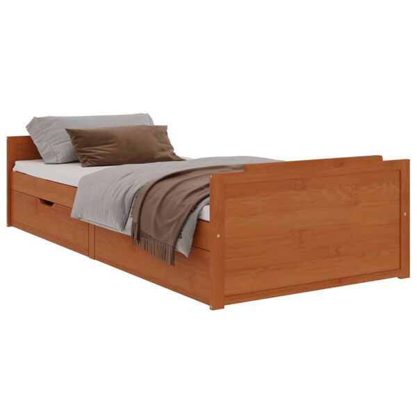 vidaXL Bed Frame without Mattress Honey Brown Solid Wood Pine 90x200 cm