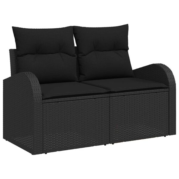 vidaXL Garden Sofa Black 124 x 62 x 69cm Poly Rattan