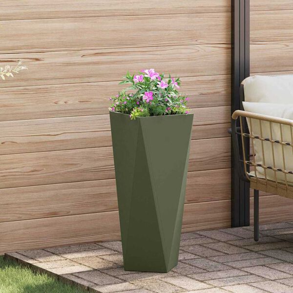 vidaXL Planter 2 pcs Olive Green 30 x 30 x 75 cm Steel