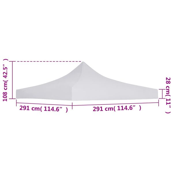 vidaXL Party Tent Roof 3x3 m White