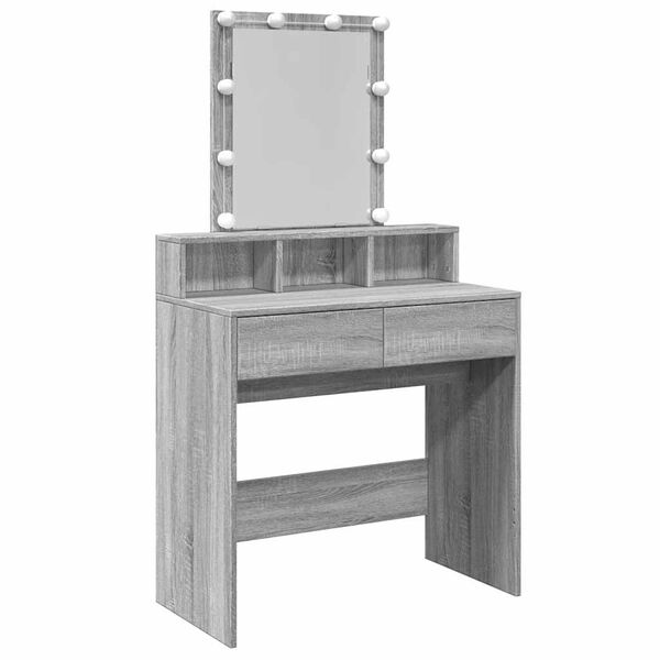 vidaXL Dressing Table with LED Grey Sonoma 80x41x144.5 cm