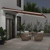 vidaXL Manual Retractable Awning with LED Brown 500x300 cm