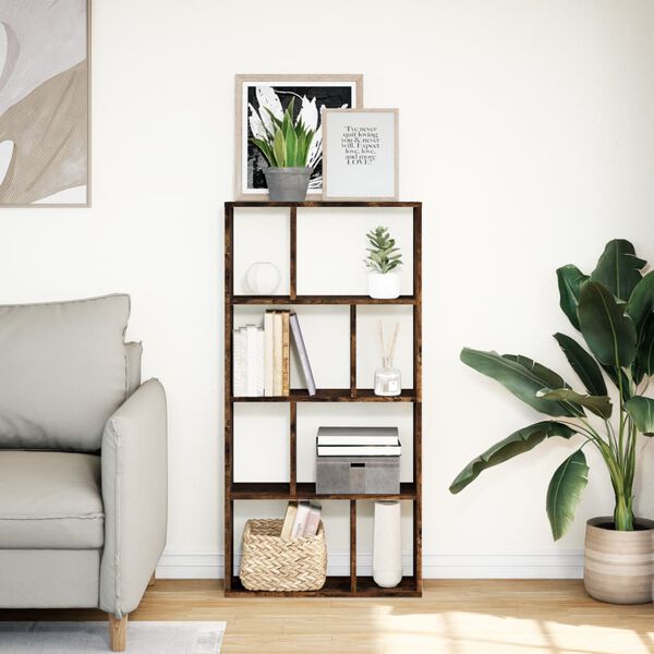 vidaXL Bookcase Smoked Oak 60x20x120 cm Engineered Wood