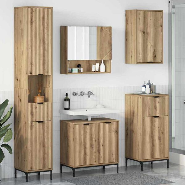 vidaXL Bathroom Furniture Set Artisan Oak Engineered wood, Metal