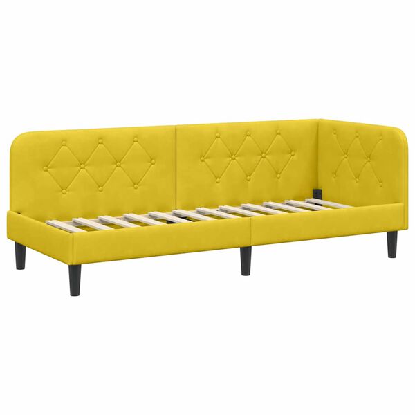 vidaXL Corner Bed Frame with Headboard Yellow 80 x 200 cm Velvet