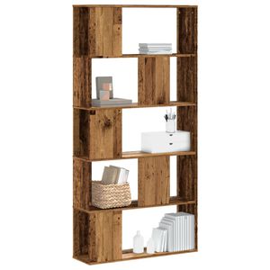 vidaXL Bookcase 5-Tier Old Wood 80,5x23,5x162,5 cm Engineered Wood