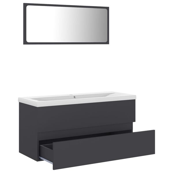vidaXL Bathroom Furniture Set Grey Engineered Wood