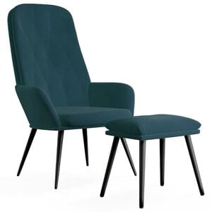 vidaXL Relaxing Chair with Footstool Blue Velvet