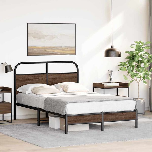 vidaXL Bed Frame without Mattress 120x200 cm Brown Oak Engineered Wood