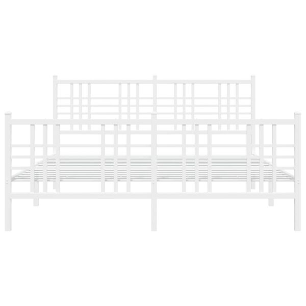 vidaXL Metal Bed Frame without Mattress with Footboard White 150x200cm