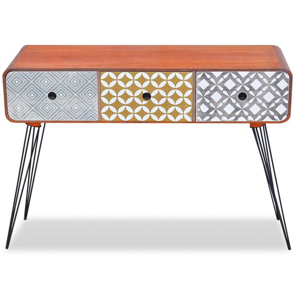 vidaXL Console Table with 3 Drawers Brown