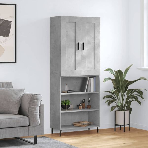 vidaXL Highboard Concrete Grey 69.5x34x180 cm Engineered Wood