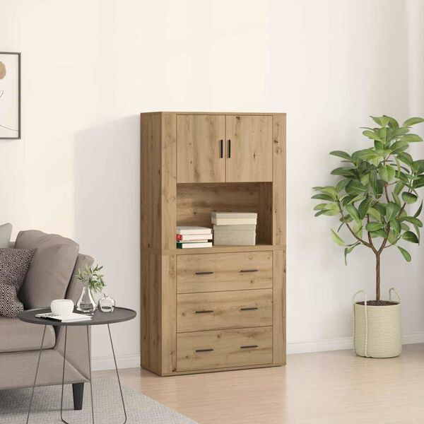 vidaXL Highboard Artisan oak 80 x 33 x 150 cm Engineered wood