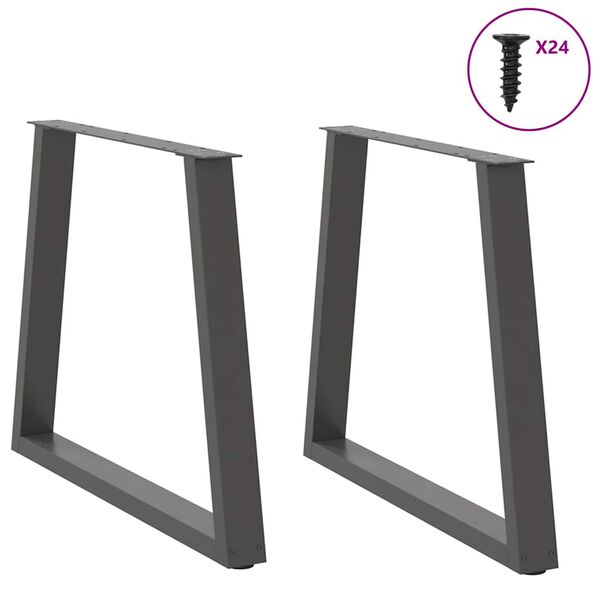 vidaXL Dining Table Legs V-Shape 2 pcs Anthracite 80x(72-73.3) cm Steel