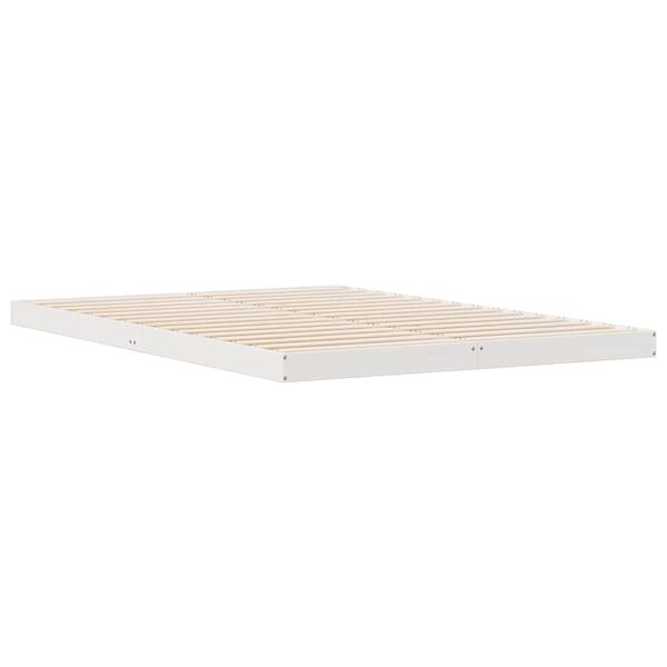 vidaXL Floor Bed Frame White 223.5 x 144 x 9 cm Solid Pine Wood