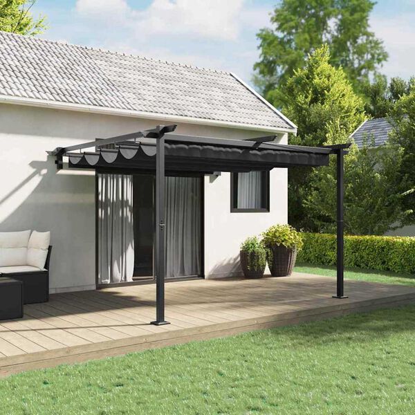 vidaXL Wall Mounted Gazebo Anthracite Steel