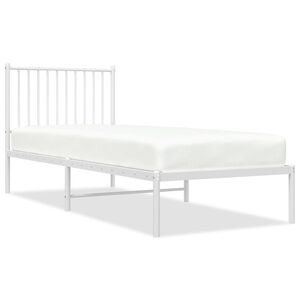 vidaXL Metal Bed Frame without Mattress with Headboard White 80x200cm