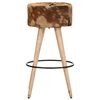 vidaXL Bar Stools 2 pcs Brown Rough Mango Wood and Real Leather