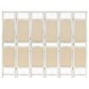vidaXL 6-Panel Room Divider Cream 210x165 cm Fabric