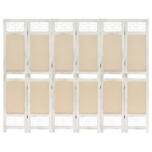 vidaXL 6-Panel Room Divider Cream 210x165 cm Fabric