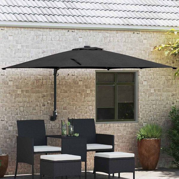 vidaXL Garden Parasol Black and Black 248.5 x 247.5 x 160 cm