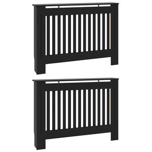 vidaXL Radiator Cover 2 pcs Black 112 x 19 x 81.5cm Engineered Wood