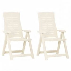 vidaXL Reclining Folding Chairs 2 pcs Plastic White